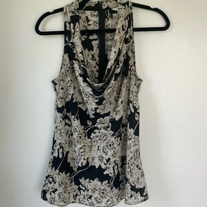Banana Republic size 12 Floral Black and Cream Women's Top